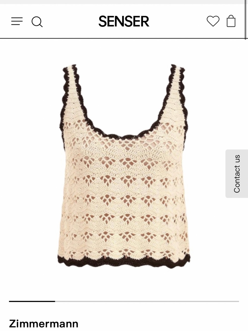Zimmermann Cream Crochet Camisole with Black Trim